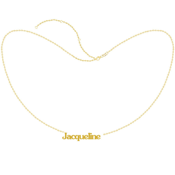 Dainty Name Necklace In Yellow Gold Overlay, 10 Letters